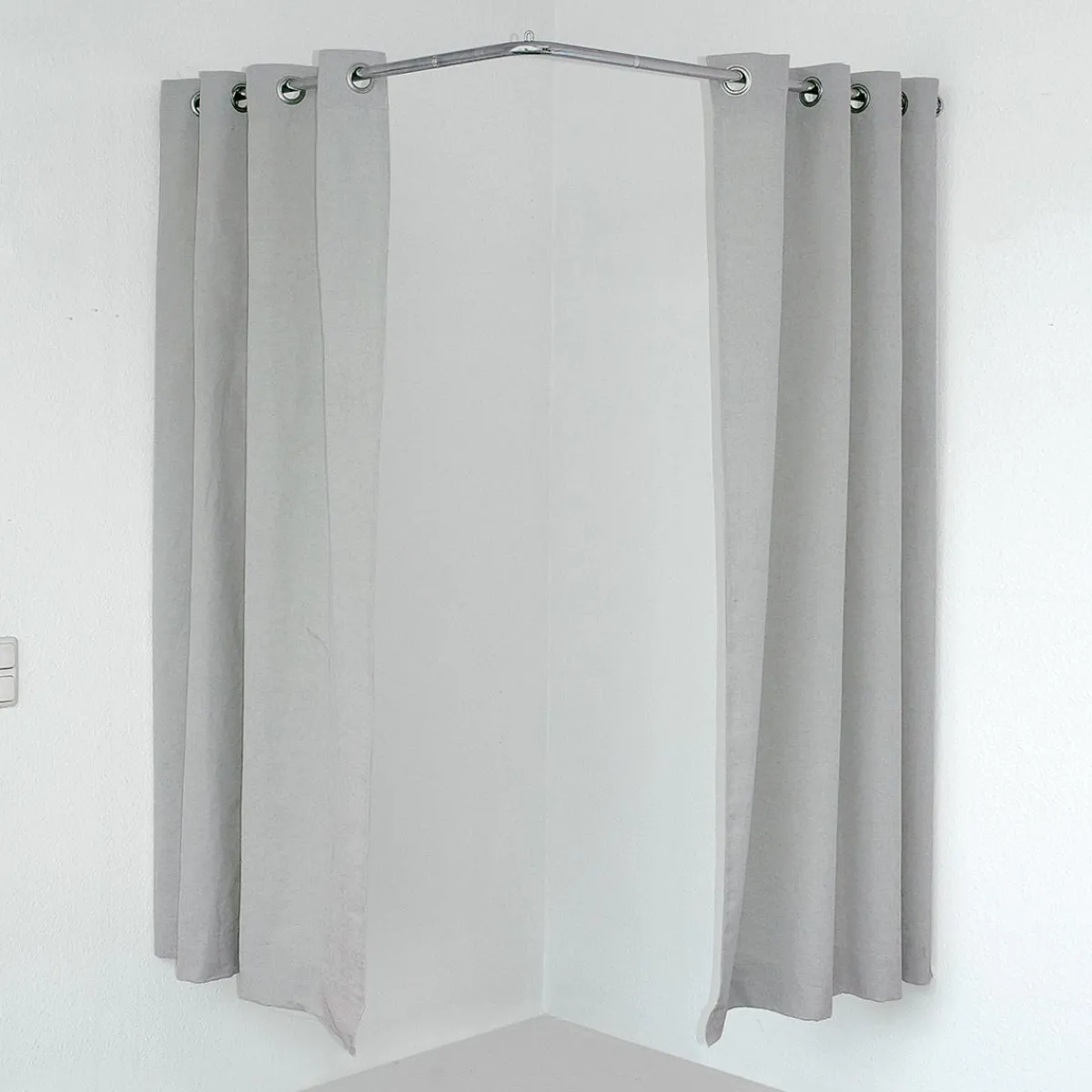 Probadores Y Cortinas>DecoWoerner Cortina Esquinera Para Cubículos, 200 Cm De Largo, Gris