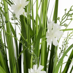 Decoración De Primavera|Hierba Decorativa>DecoWoerner Césped Artificial Con Flores Blancas 48 Cm blanco