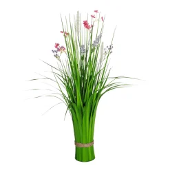 Decoración De Primavera|Hierba Decorativa>DecoWoerner Césped Artificial Decorativo Con Flores s 65 Cm rosa
