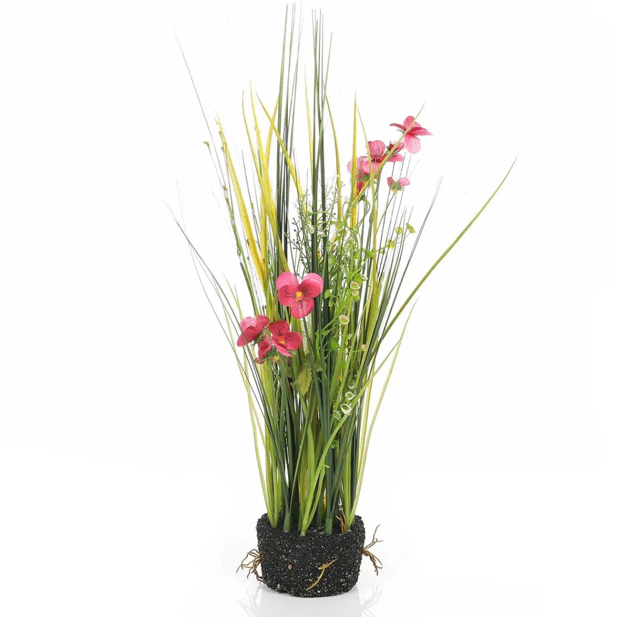 Hierba Decorativa|Flores Artificiales>DecoWoerner Césped Decorativo Con Pensamientos 48 Cm rosa