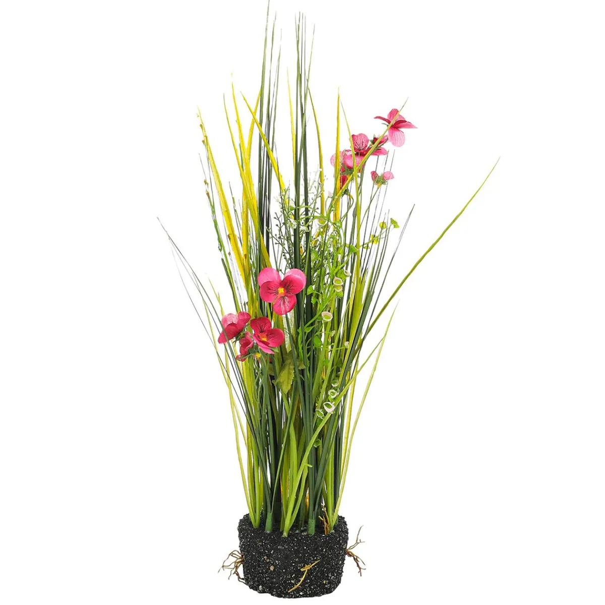 Hierba Decorativa|Flores Artificiales>DecoWoerner Césped Decorativo Con Pensamientos 48 Cm rosa