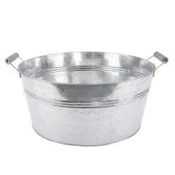 Decoración De Verano|Decoración De Primavera>DecoWoerner Cubeta De Zinc Con Asas De Madera 35 Cm Gris