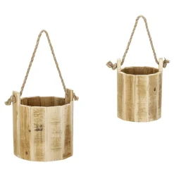 Decoración Natural|Decoración De Otoño>DecoWoerner Cubo Rústico De Madera En Set De 2, 21 Cm Madera natural