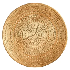Decoración Natural>DecoWoerner Cuenco Decorativo De Madera Lacado En Oro Ø 49 Cm Con Adornos Beige