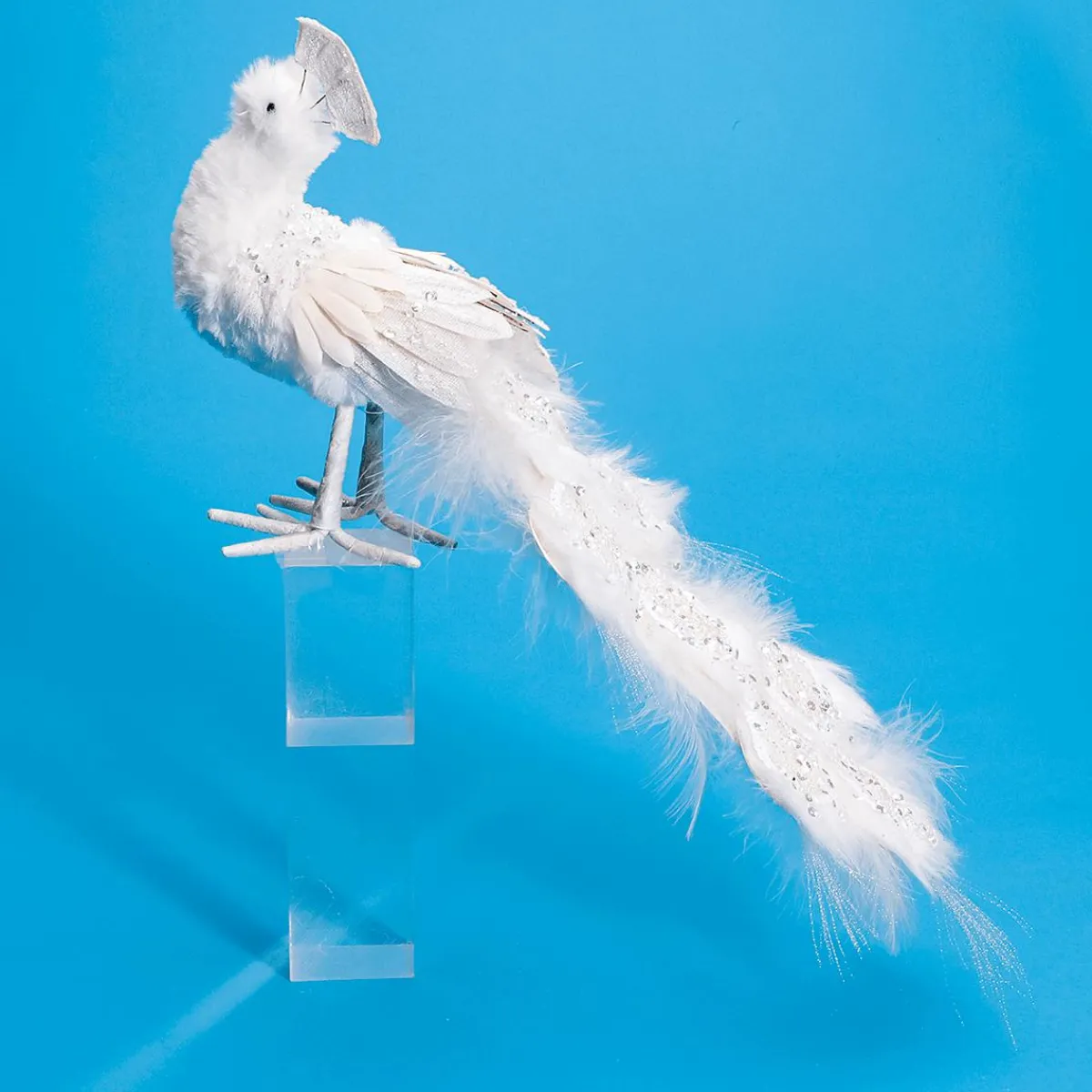 Decoración De Animales>DecoWoerner Deco Peacock Glitter 7 X 40 X 20 Cm blanco
