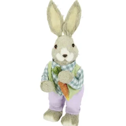 Decoración De Animales|Decoración De Pascua>DecoWoerner Decoración Conejito Paja Púrpura-azul 48 Cm Macho multicolor