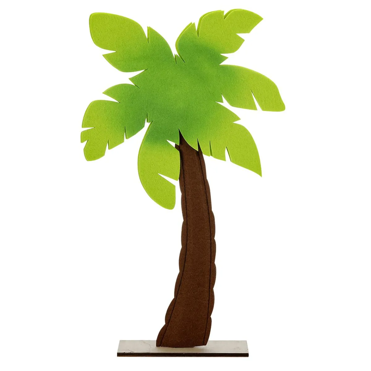 Decoración De Verano>DecoWoerner Decoración Palmera De Fieltro Sobre Base De Madera 53,50 Cm verde