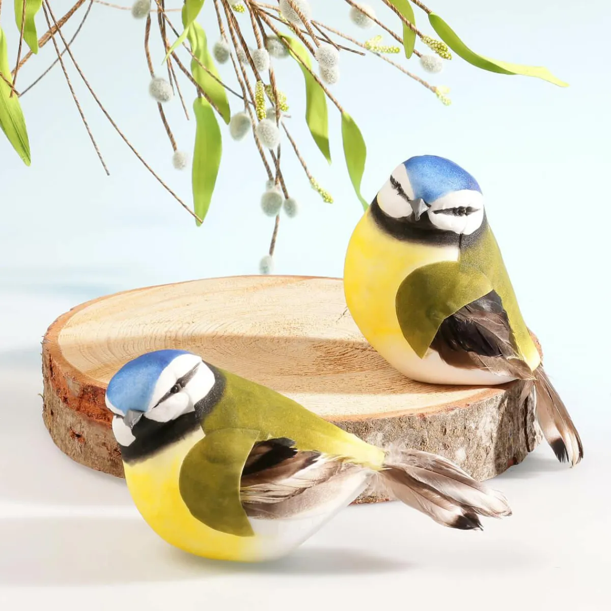 Decoración De Animales|Decoración De Primavera>DecoWoerner Decoración Pájaro Verde Amarillo 19 Cm azul