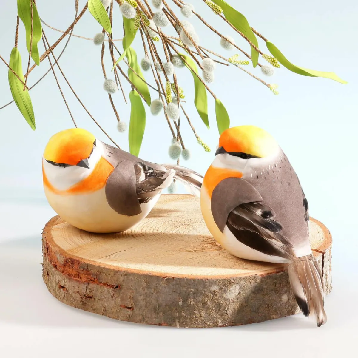 Decoración De Animales|Decoración De Primavera>DecoWoerner Decoración Pájaro Gris Naranja 19 Cm multicolor