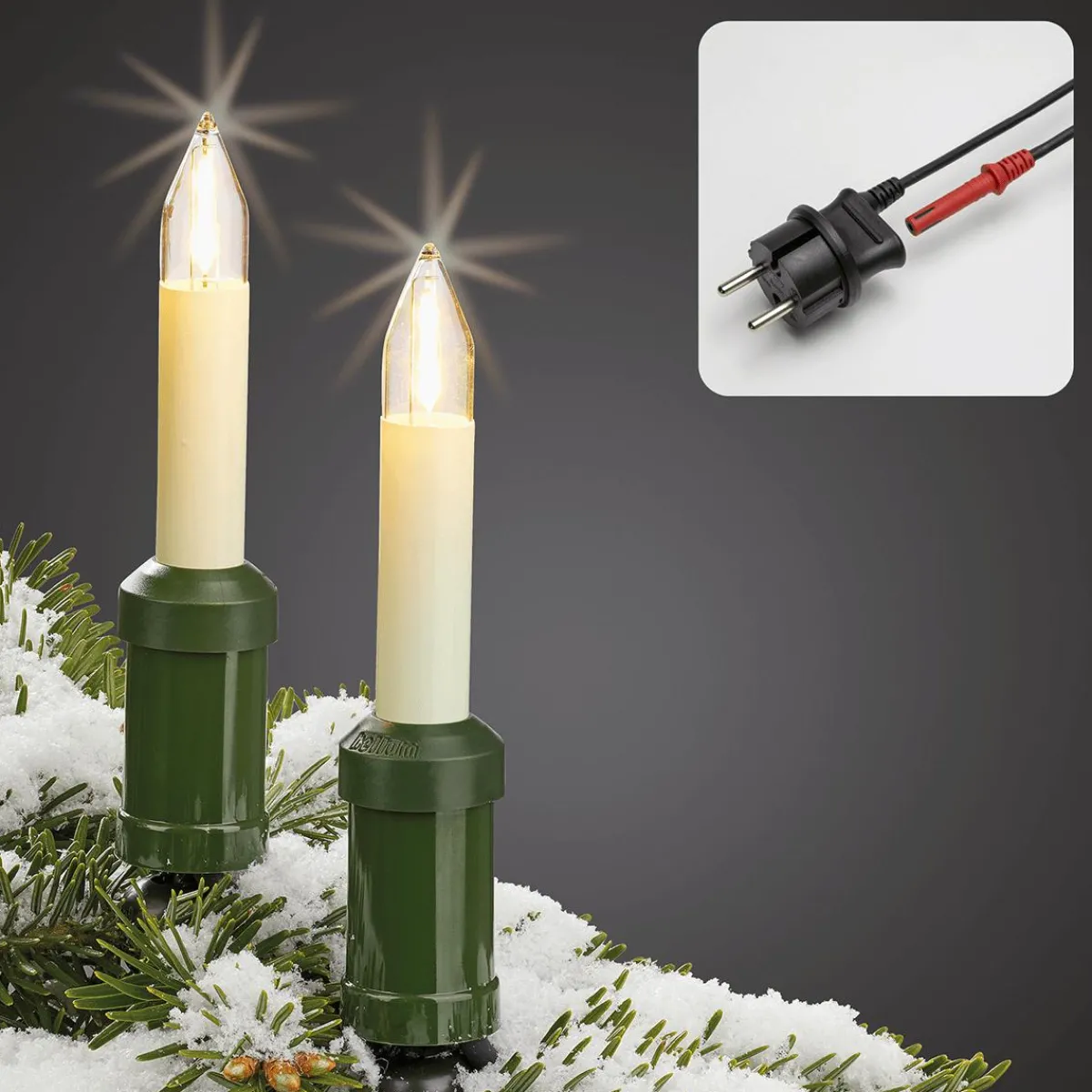Luz Decorativa|Luces De Navidad>DecoWoerner Eje Velas Luz Cadena Para Interior Y Exterior 22 M verde