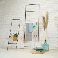 Expositores Para Tiendas>DecoWoerner Escalera Decorativa Con Soporte Universal, Longitud 193 Cm negro