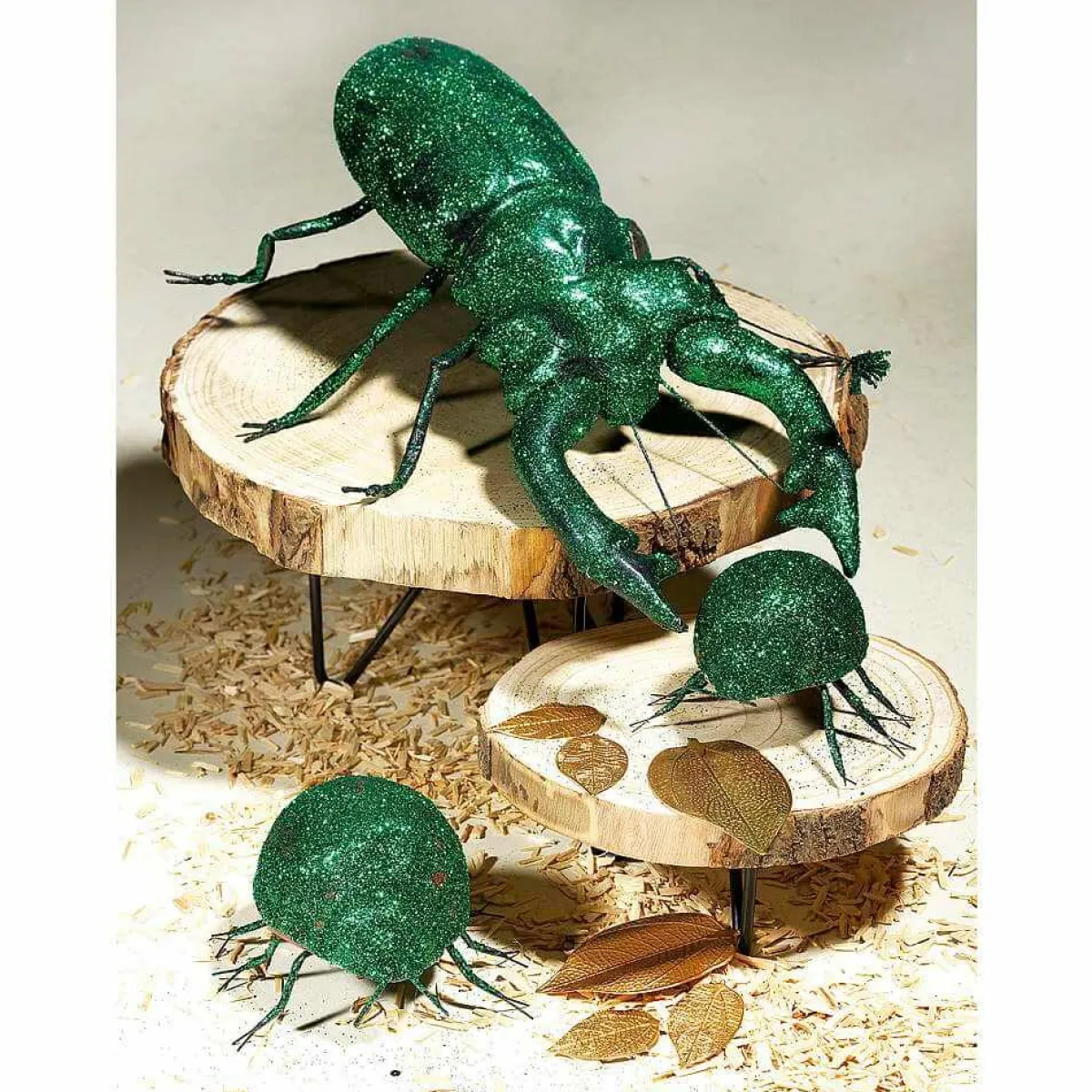 Decoración De Animales|Decoración De Primavera>DecoWoerner Escarabajo Gigante, Con Purpurina 2 Piezas verde