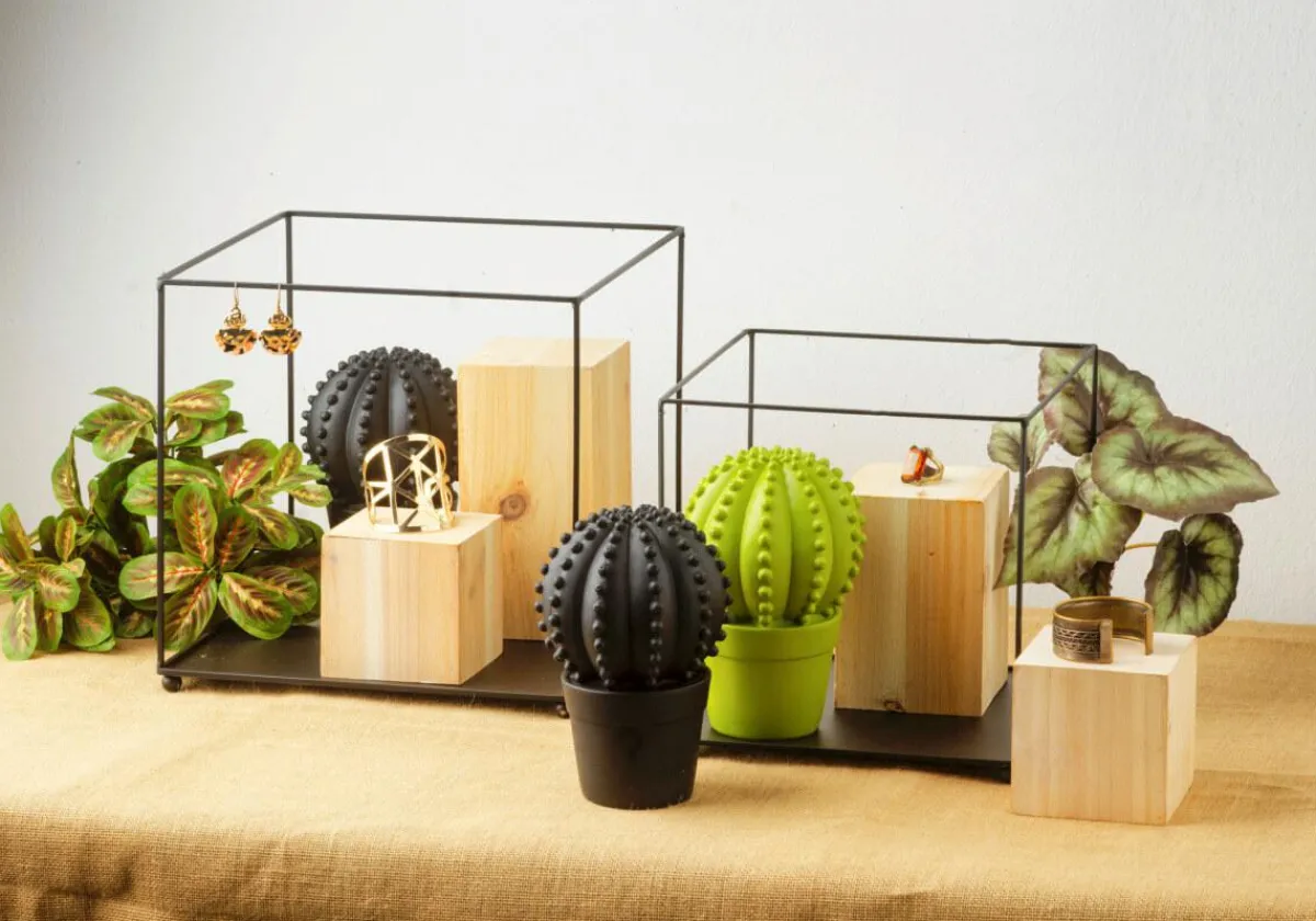 Expositores Para Tiendas|Ayudas Y Herramientas De Decoración>DecoWoerner Estante Metal Cuadrada Negra 20/30 Cm 2 Piezas negro