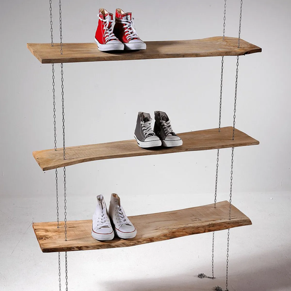 Expositores Para Tiendas>DecoWoerner Estantería De Pared Con Cadena 3 Piezas, 100 Cm De Ancho marrón