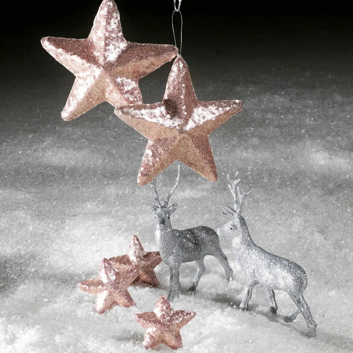 Estrella De Navidad>DecoWoerner Estrella Con Lentejuelas Ø 22 Cm, 2 Piezas, da rosa