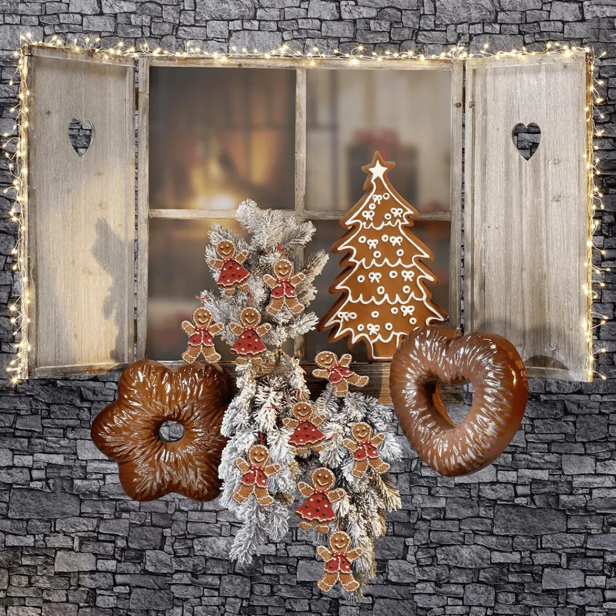 Chupetes Xxl>DecoWoerner Estrella De Pan De Jengibre De Chocolate Ø 30 Cm marrón