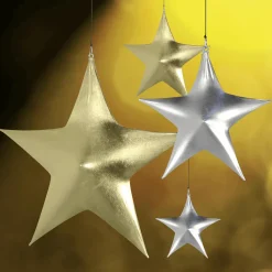 Decoración Temática|Decoración Navideña Xxl>DecoWoerner Estrella Extensible Ø 150 Cm, Ignífuga B1 plata