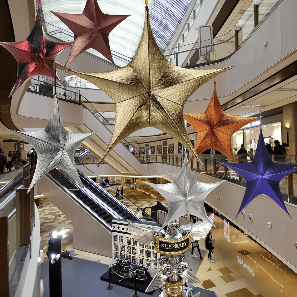 Estrella De Navidad>DecoWoerner Estrella Plegable De Tela Deco Negro- Con Cremallera, 40 Cm plata