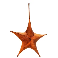 Decoración Temática|Decoración Navideña Xxl>DecoWoerner Estrella Plegable De Tela Decorativa, Cobre Metalizado, Con Cremallera naranja