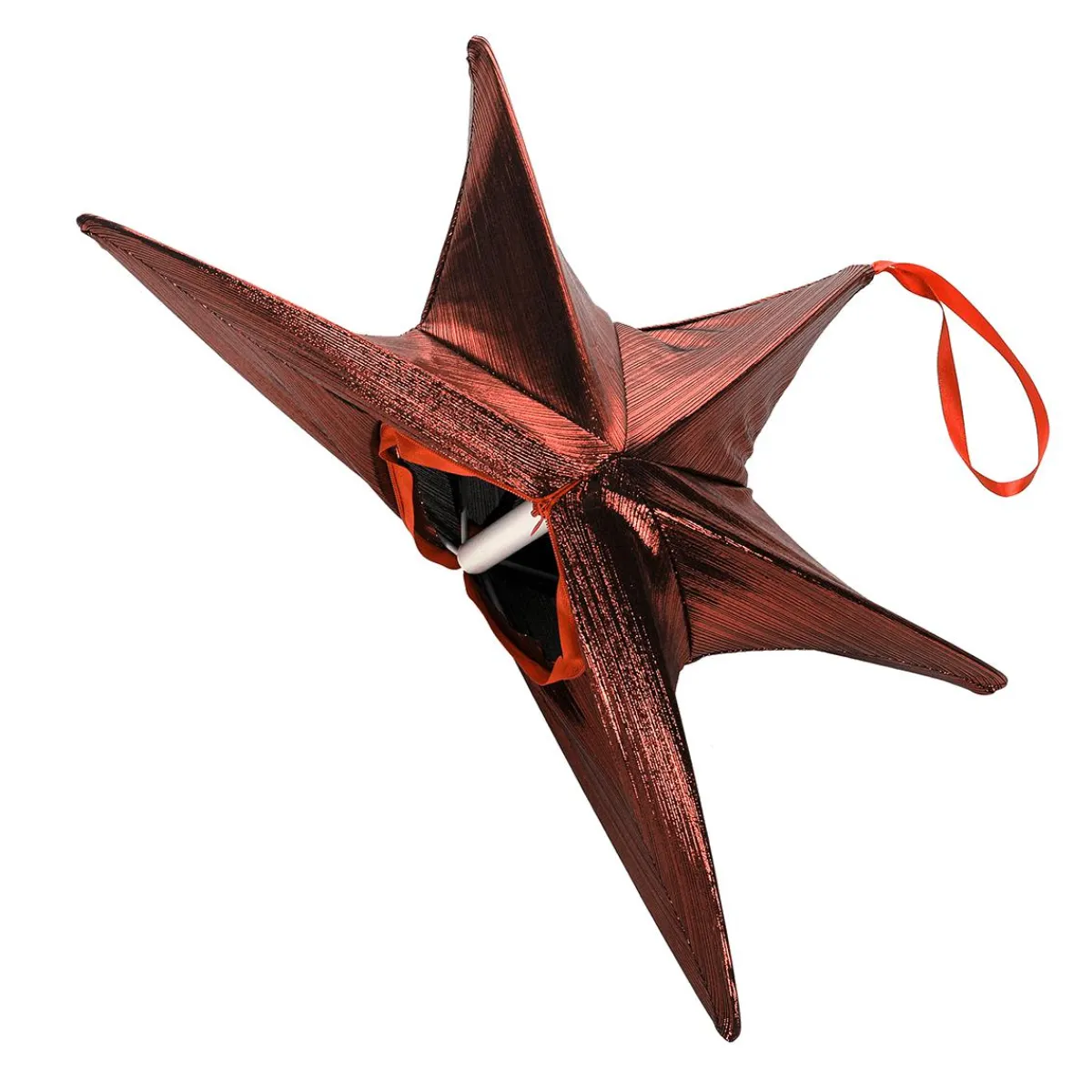 Decoración Temática|Decoración Navideña Xxl>DecoWoerner Estrella Plegable De Tela Decorativa, Cobre Metalizado, Con Cremallera naranja