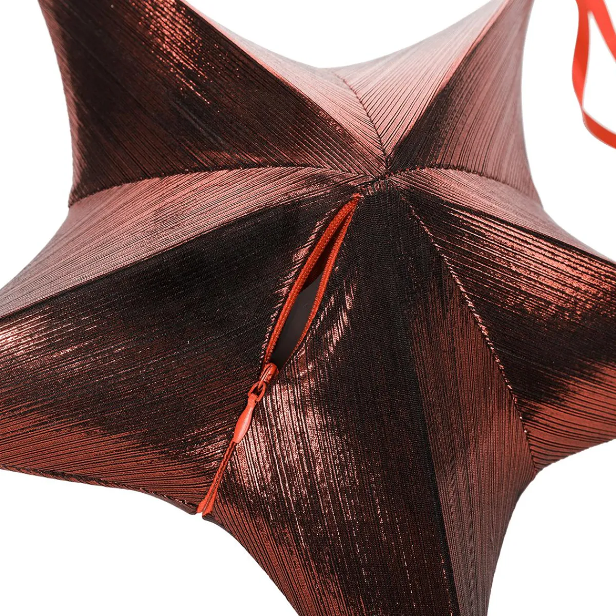 Decoración Temática|Decoración Navideña Xxl>DecoWoerner Estrella Plegable De Tela Decorativa, Cobre Metalizado, Con Cremallera naranja