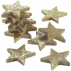 Decoración Dispersa|Estrella De Navidad>DecoWoerner Estrellas Brillantes Color Dorado, 12 Pz. oro