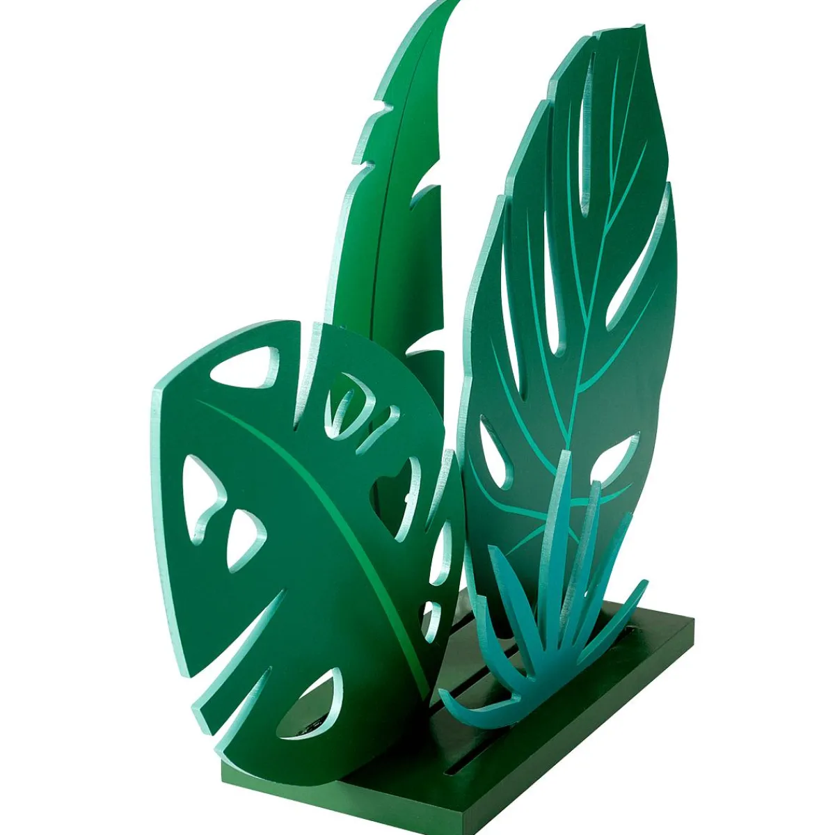 Decoración De Verano>DecoWoerner Expositor De Hoja De La Selva De Madera, 57 Cm verde