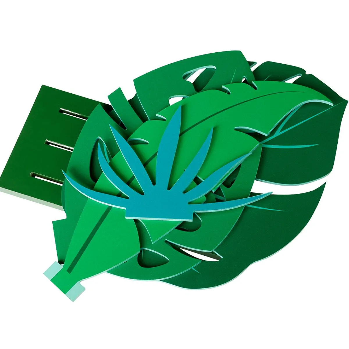 Decoración De Verano>DecoWoerner Expositor De Hoja De La Selva De Madera, 57 Cm verde