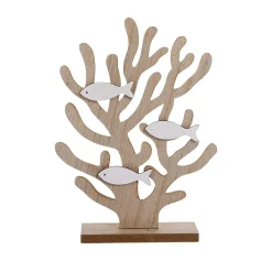 Decoración De Verano>DecoWoerner Expositor Decorativo De Madera De Coral Con Peces 22 X 6 X 30 Cm Madera natural
