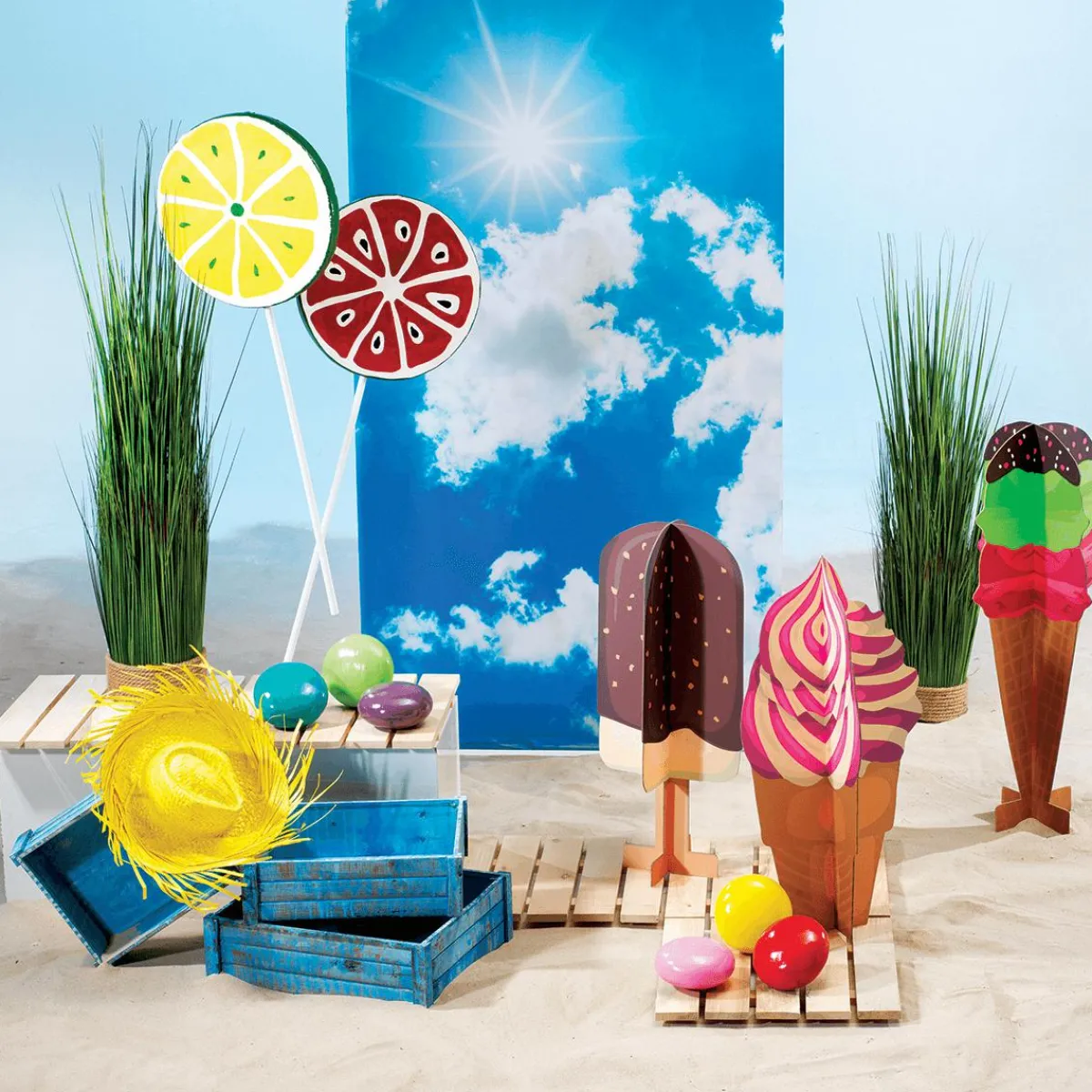 Decoración De Verano>DecoWoerner Expositor Decorativo Helado De Gofre, Altura 90 Cm multicolor
