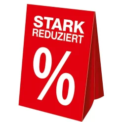 Material De Rebajas>DecoWoerner Expositor En Forma De Tejado "Muy Rebajado", A3 rojo