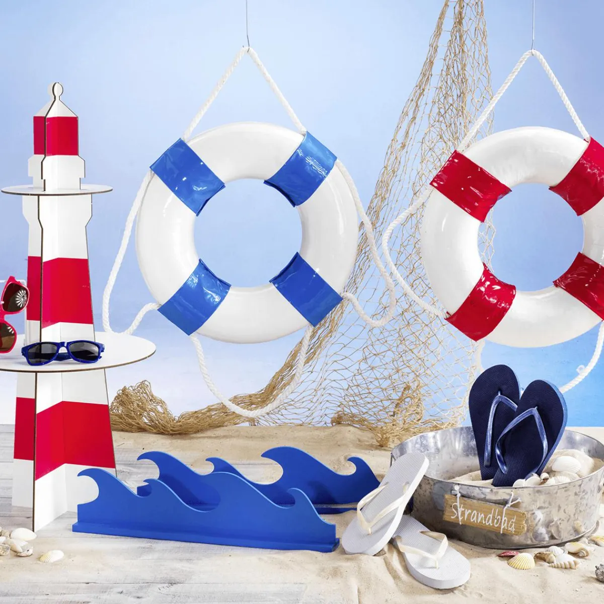 Decoración De Verano>DecoWoerner Faro Decorativo De Madera, Altura 80 Cm rojo