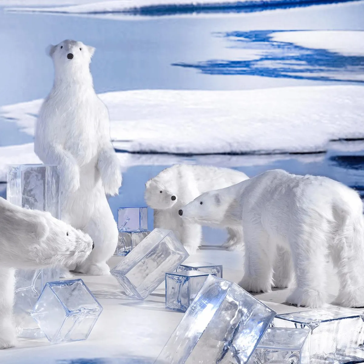 Decoración De Animales|Decoración De Invierno>DecoWoerner Figura Animal De Tamaño Natural Oso Polar, Altura: 90cm blanco