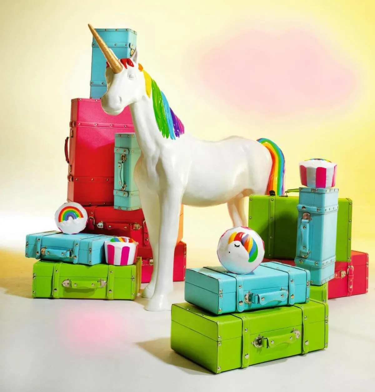 Decoración De Animales>DecoWoerner Figura De Unicornio Del Arco Iris, Longitud 130 Cm