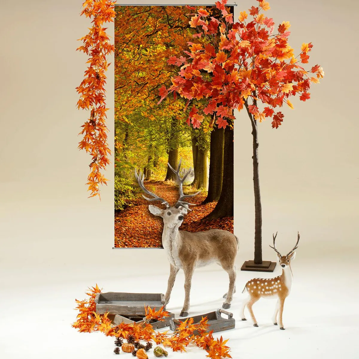 Decoración De Animales|Decoración De Otoño>DecoWoerner Figura Deco Ciervo Animal Con Cornamenta 27 X 18 X 56 Cm marrón