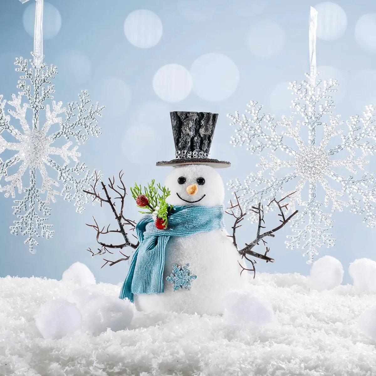 Decoración De Invierno|Figuras De Navidad>DecoWoerner Figura Decorativa Muñeco De Nieve 22 Cm blanco