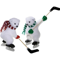 Decoración De Invierno>DecoWoerner Figuras Decorativas Osos Polares De Hockey, Altura 30 Cm blanco
