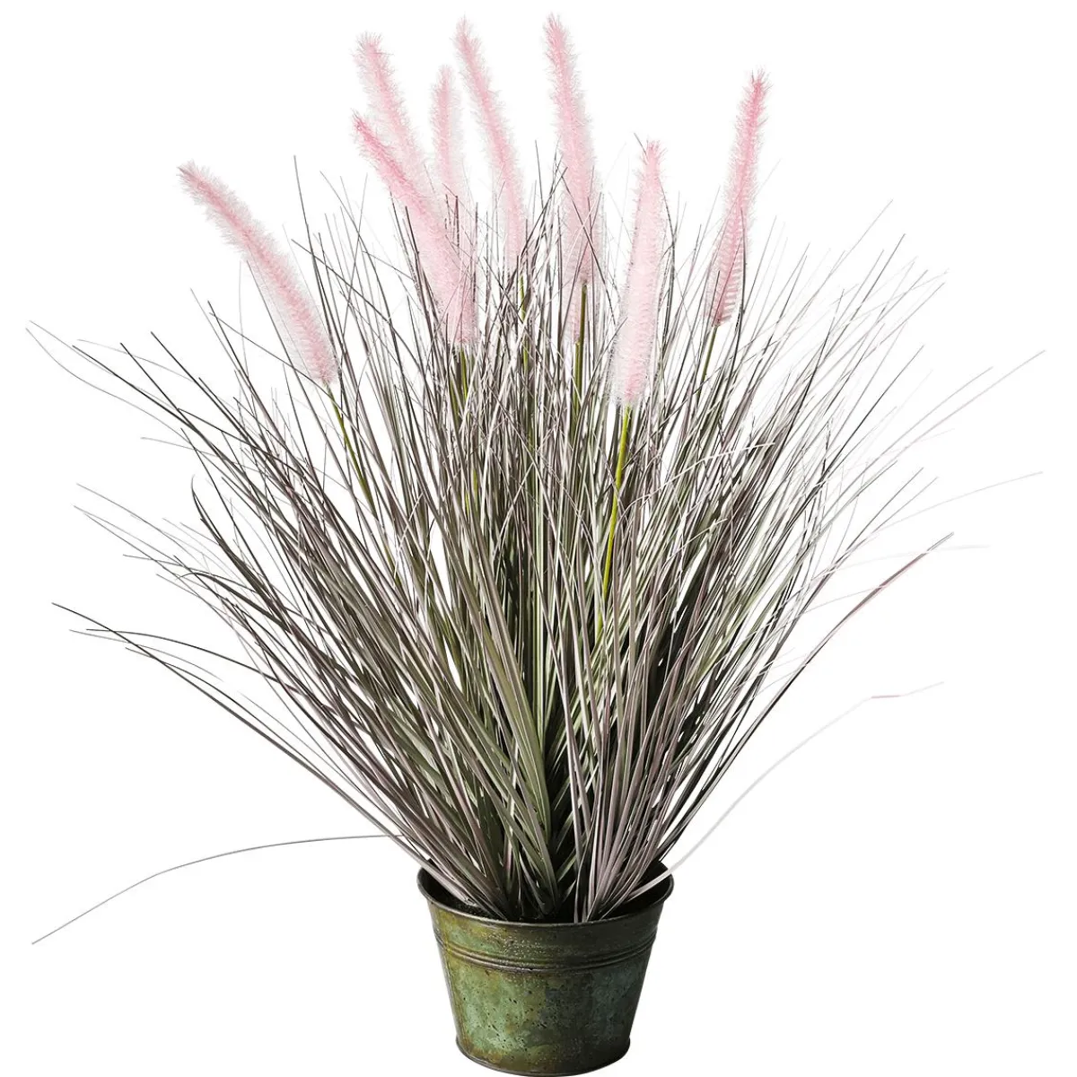 Hierba Decorativa>DecoWoerner Fina Hierba Decorativa De Cerdas De Pluma En Plateado En Una Noble Maceta De Zinc 57 Cm rosa