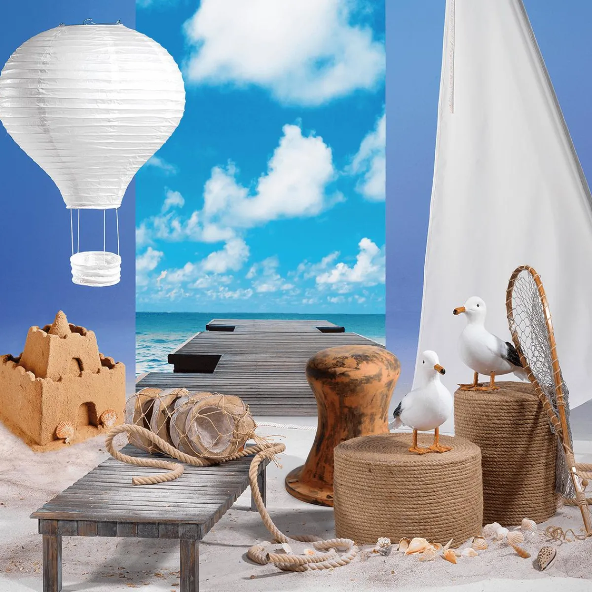 Decoración De Animales|Decoración De Verano>DecoWoerner Gaviota Decorativa De Pie, Altura: 28 Cm blanco