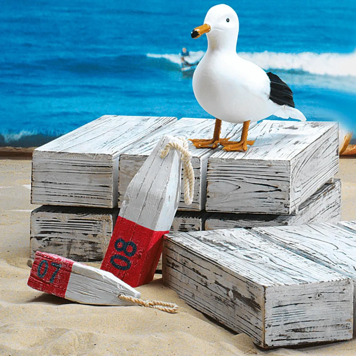 Decoración De Animales|Decoración De Verano>DecoWoerner Gaviota Decorativa De Pie, Altura: 28 Cm blanco