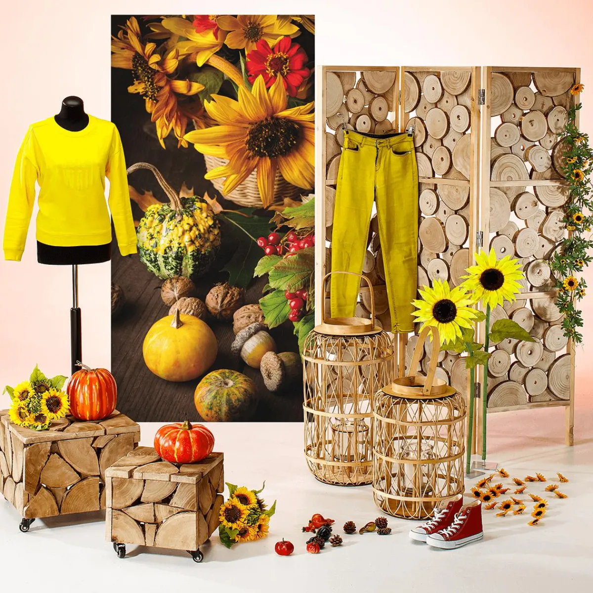Decoración De Otoño|Guirnaldas Y Vides>DecoWoerner Girasol Artificial Enredadera 125 Cm amarillo