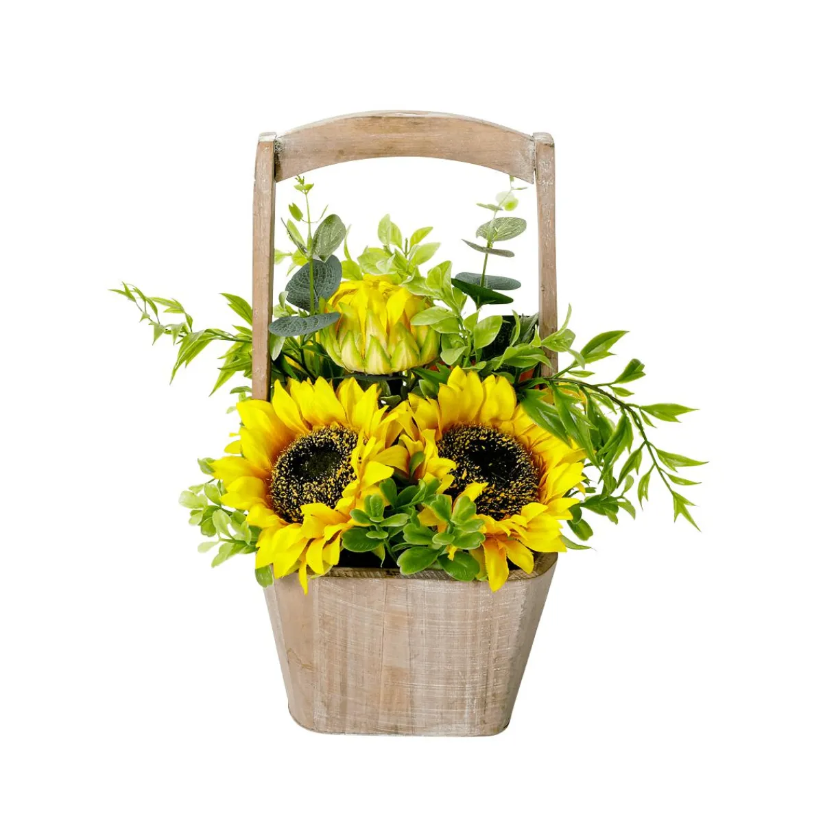 Decoración De Otoño|Flores Artificiales>DecoWoerner Girasoles Artificiales En Cesta 31 Cm amarillo