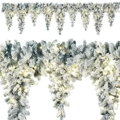 Guirnaldas De Navidad>DecoWoerner Guirnalda De Abeto Con Carámbanos LED Cubierta De Nieve, 270 Cm blanco