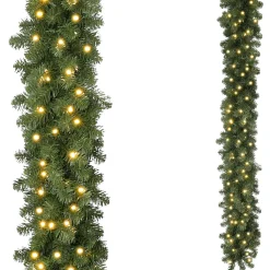 Decoración De Invierno|Guirnaldas De Navidad>DecoWoerner Guirnalda De Abetos Con LED Blanco Cálido, 270 Cm verde