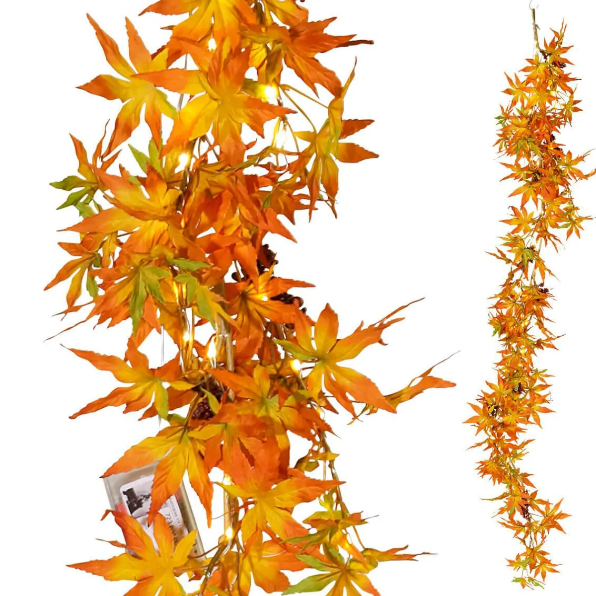 Decoración De Otoño|Guirnaldas Y Vides>DecoWoerner Guirnalda De Arce LED, 140 Cm naranja