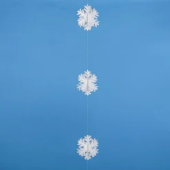 Decoración De Invierno>DecoWoerner Guirnalda De Copos De Nieve 3D Blanca, 180 Cm blanco