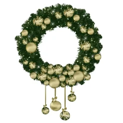 Coronas De Navidad>DecoWoerner Guirnalda De Luvi Con Bolas Doradas Y LEDs 200 Cm Ø oro