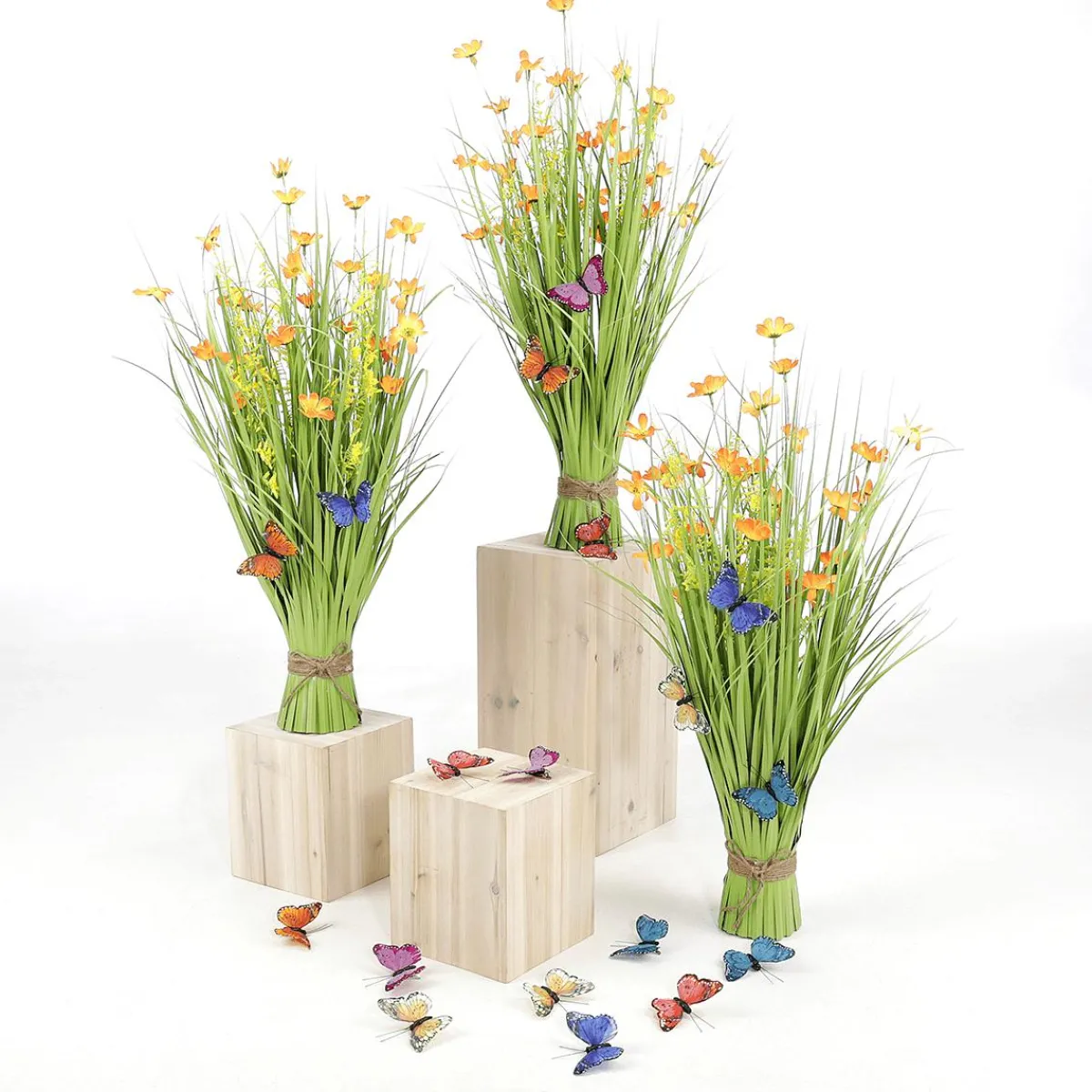 Decoración De Primavera|Hierba Decorativa>DecoWoerner Haz De Gras Artificial Con Flores s De 67 Cm naranja