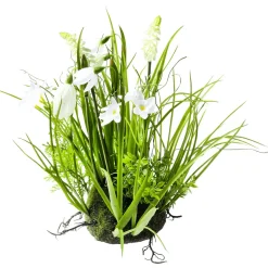 Decoración De Primavera|Hierba Decorativa>DecoWoerner Hemisferio De Musgo Artificial Con Flores De Primavera, , 30 Cm blanco