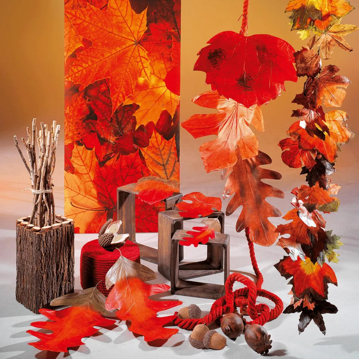 Decoración De Otoño|Hojas>DecoWoerner Hojas De Otoño Decorativas 80 Cm, 3 Pz. naranja